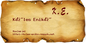 Köles Enikő névjegykártya